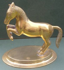 Brass Figurine Of Rearing Horse, 5" high, Free P&P, prancing stallion ornament