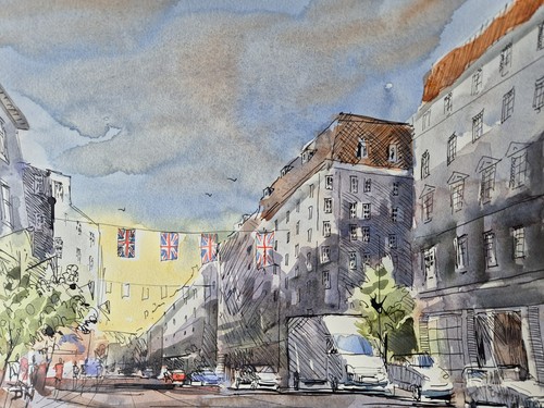 London street watercolour - london,