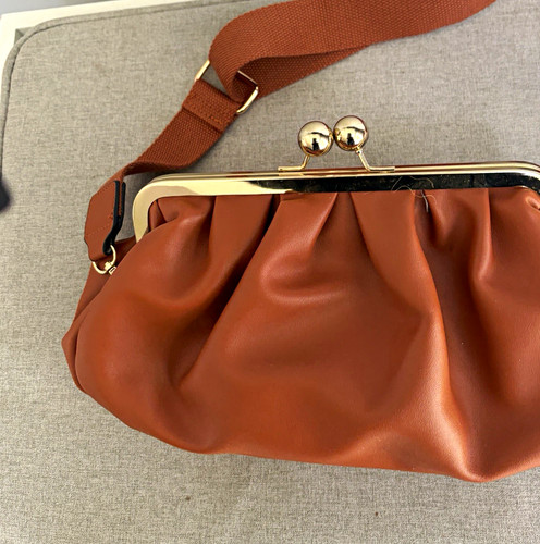 Brown faux leather pleated - brown,