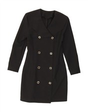 VINTAGE Womens Double Breasted Shirt Dress UK 8 Small Black Polyester AP01