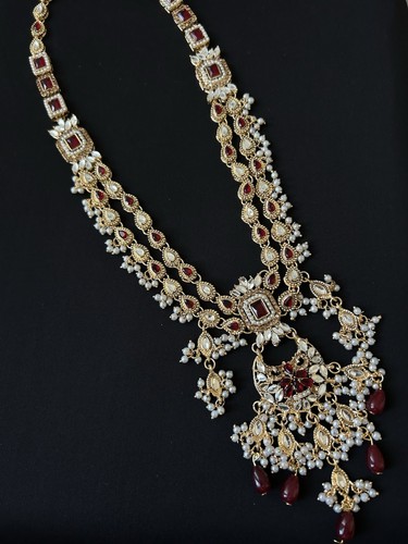 Gold plated red long - plated, necklace