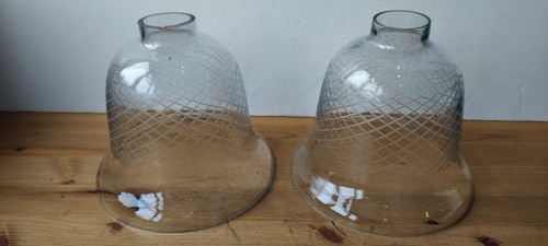 Pair vintage bell shaped clear - vintage, bell-shaped