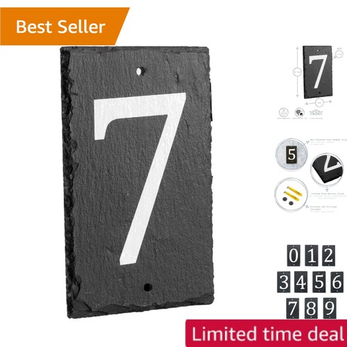 Stylish slate door number sign - slate,