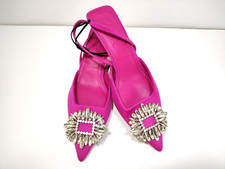 Zara Fuchsia Pink Slingback Kitten Heels Size 3 / 36 Embellished Shoes Bloggers