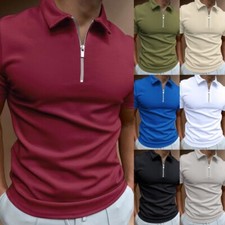 Men Summer Tops Zipper Polo
