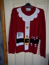 Novelty Christmas Jumper L - Santa - Red