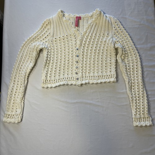 Crochet white cropped - white, cardigan