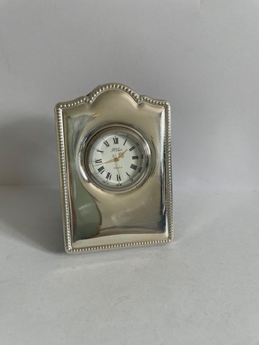 Hallmarked silver desk clock - silver,