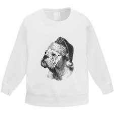 'English Bulldog Wearing Santa