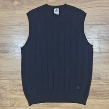 Adidas Vintage Golf 100% Wool Sweater Vest Navy Windbreaker Size M