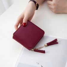 Fine Leather Wallet Ultra RFID Proof Card Holder Slim Square Purse Zipper Women