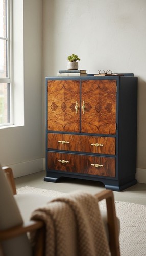 Vintage walnut dresser cabinet - vintage,