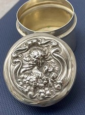 Antique Solid Silver Art Nouveau Maiden Lady Lidded Pot Box 1905 Levi & Salaman