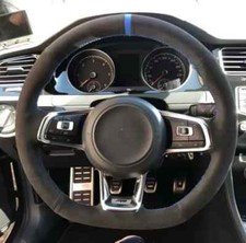 Vw Golf R GTI MK7 Suede Alcantara Steering Wheel Cover blue Stripe Polo Scirocco