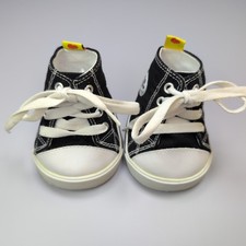 Build A Bear Vintage Heavy Sole Black Canvas Lace Up Trainers Shoes