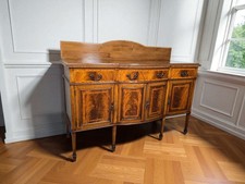 An Edwardian Marquetry Inlaid Flame Mahogany Break Front Sideboard ~Delivery Ava