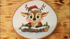 Hand-Painted Reindeer on Snowy