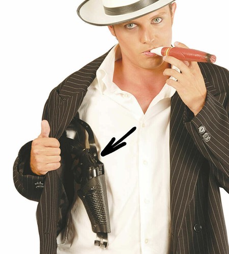 Revolver with shoulder holster - shoulder,