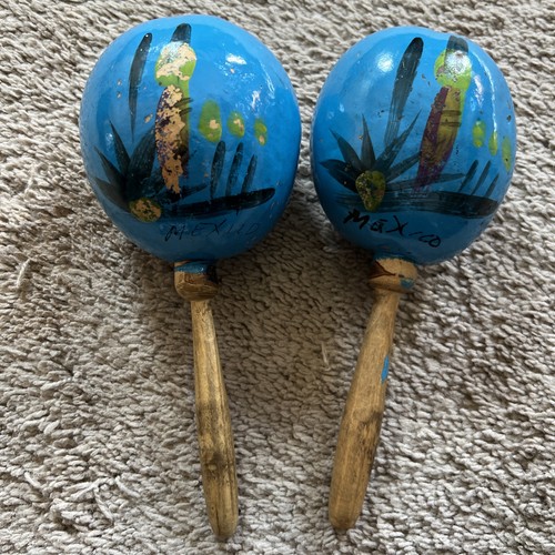 Vintage blue mexican maracas - vintage,