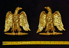 LARGE PAIR DECORATIVE EAGLE MOULDING ANTIQUE ORNATE GOLD GILT WHITE WALL MOUNT