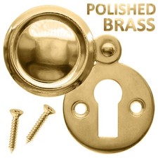 Key Hole Cover POLISHED BRASS Escutcheon Victorian Keyhole Plate Door Lock 34mm