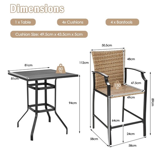 Inch iron bar table set - table, with