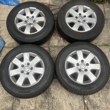 VW Transporter Alloy Wheels Set of 4, 3 Very good tyres 7H0601025E T5 T5.1