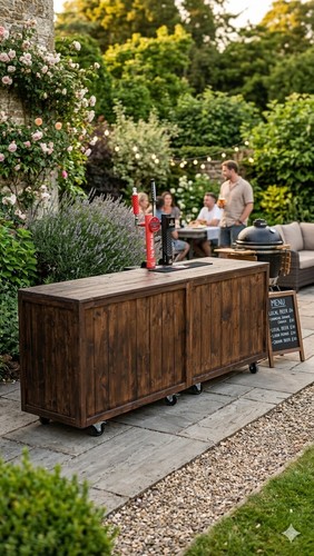 Mobile wooden bar - wooden, unit