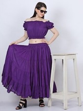 Women's 25 Yard Tribal ATS Belly Dancing, 4 Tiered Bohemian Skirt - Violet (AU)