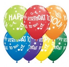 Qualatex 11” Round Happy Birthday To You Assorted Latex Balloons (25 Pack) 
