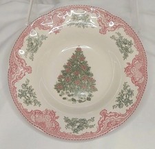 Stunning Vintage Johnson Brothers OLD BRITAIN CASTLES PINK CHRISTMAS Bowl 22cm