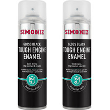 2 x Simoniz Gloss Black Engine Enamel Car Spray Paint Aerosol Can 500ml