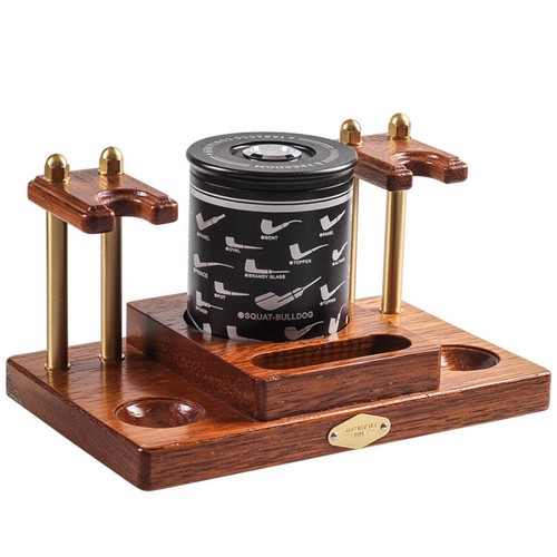 Wood pipe stand with tobacco - wood,