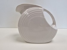 White Fiesta Ware Disc Ceramic Pitcher Jug
