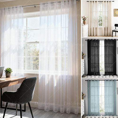 Voile curtains pair panels - curtains,