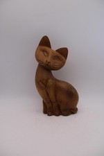 Cat Figurine Wooden Handcrafted MCM Cat Sculpture, Wabi Sabi