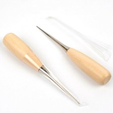 2 x Tool Punching Awls Wooden Handle Holder For Needle Felting Wool Eyes Making