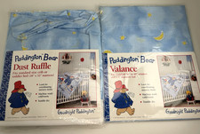 1997 Paddington Bear Valance & Crib Dust Ruffle Goodnight Paddington Set NEW