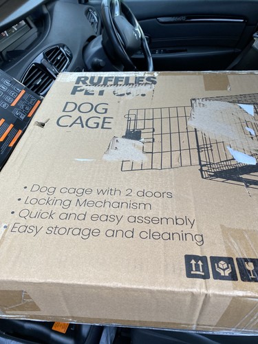 Foldable black dog cage - black,