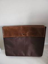 HIDESIGN - A4 DOCUMENT / LAPTOP CASE - BROWN LEATHER & FABRIC - 