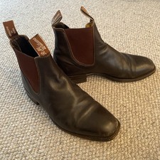 R M Williams Leather Craftsman Chelsea Elastic Ankle Boots Dark Brown Sz UK 7.5