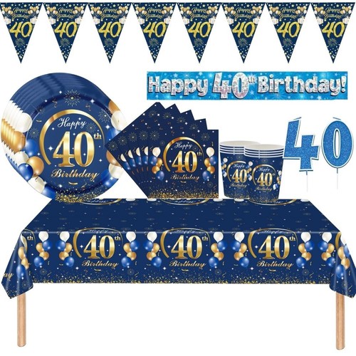 Blue 40th birthday - blue, decorations