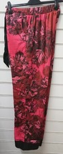 LADIES EX CHAIN STORE PINK FLORAL SATIN PYJAMA BOTTOMS UK SIZES 8-22