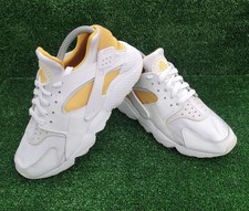 Womens Nike Air Huarache Trainers Sneakers UK 6 White And University Gold