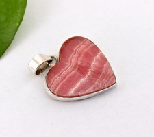 Rhodochrosite Pendant Set In 925 Silver Gemstone Pink With White Stripes