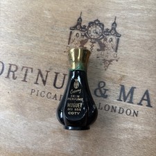 Coty L’Aimant Vintage Glass Perfume Bottle Black With Gold Top Collectible empty
