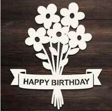 Happy Birthday Flower Bouquet Metal Die Cutter Word Sentiment Banner Cutting Die