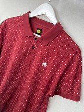 Pretty Green Polo Shirt Mens Large Burgundy Polka Dot  Mods Terrace  Liam Casual