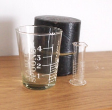 VINTAGE MEDICINE GLASS WITH MINIM MEASURE - IN ORIGINAL CASE