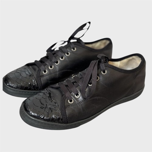 Lanvin black leather lace - black, up